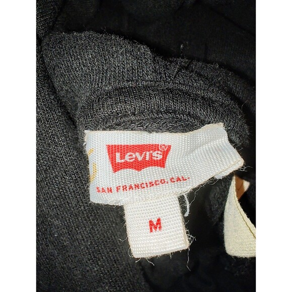 Levi’s Black Hoodie Sweatshirt Women's Medium Red Batwing Logo Graphic Printed - Picture 5 of 11